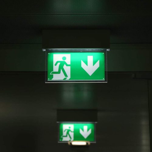 Closeup shot of an emergency exit sign